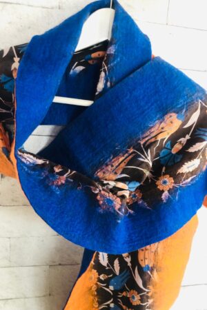 Azure Ember Felt Shawl