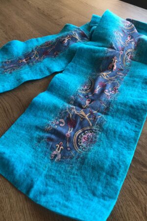 Azure Bloom Felt Shawl